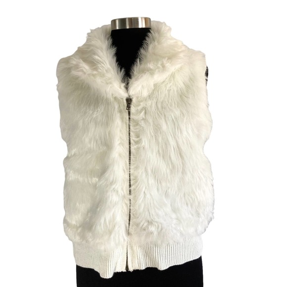 Arizona Jeans Co. Cream Faux Fur/Rib Knit Vest Size XL NWT - Picture 2 of 9